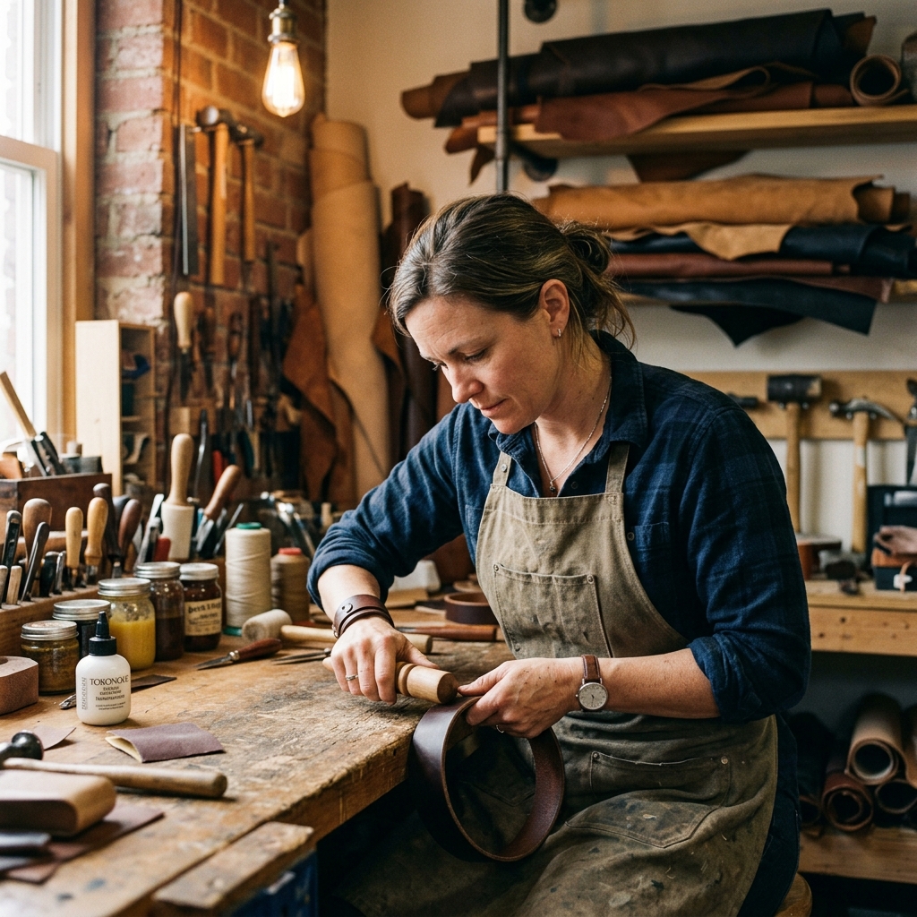 Leah in her workshop